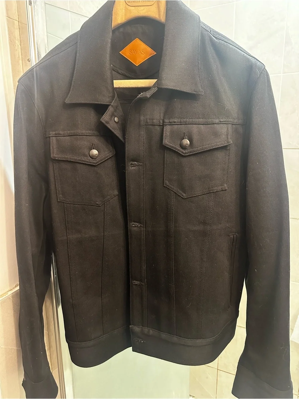 Savas Denham black denim trucker jacket *RARE*